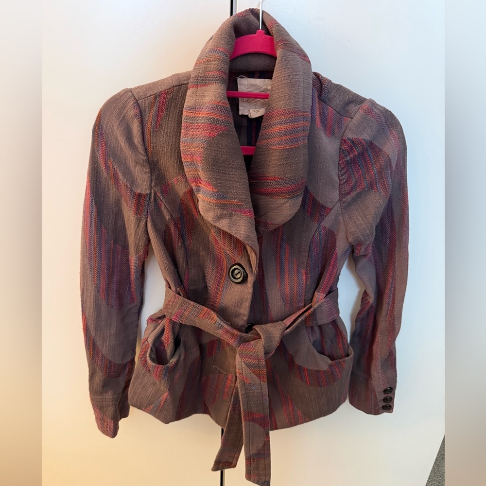 Anthropologie Brown and Pink Striped Blazer